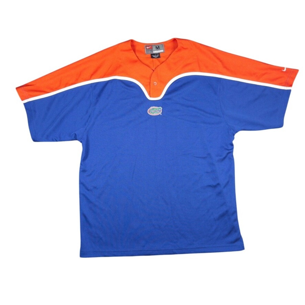 Nike Florida Gators Jersey Mens Medium Blue Orange Short Sleeve Mesh V-Neck Y2K